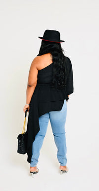 One Shoulder Fancy Peplum Top